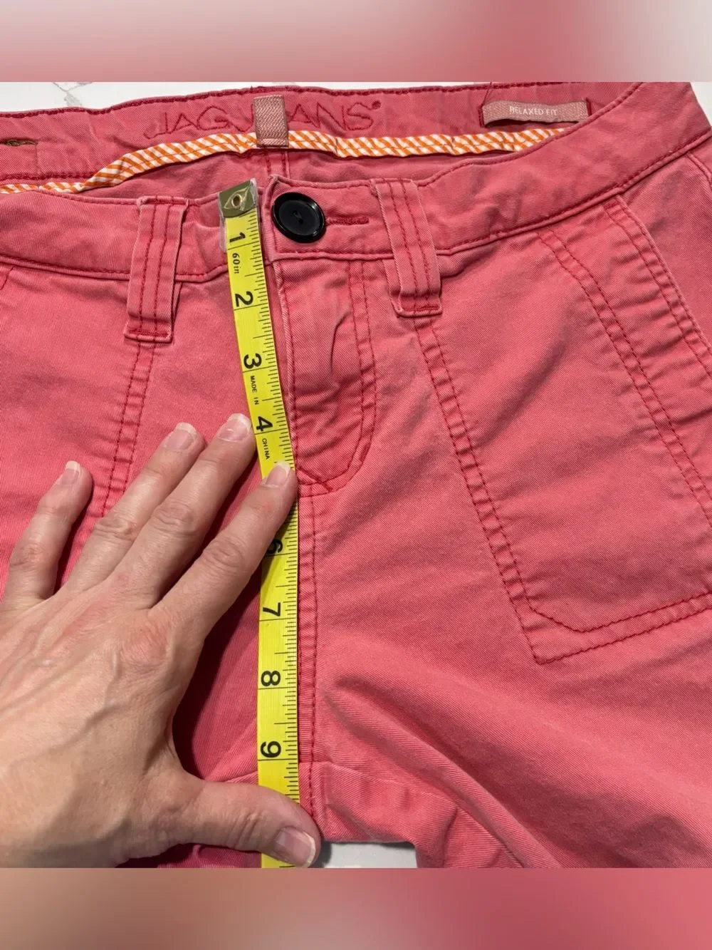 Jag Jeans Faded Red Coral Relaxed Fit Utility Cotton Twill Shorts Women’s 4